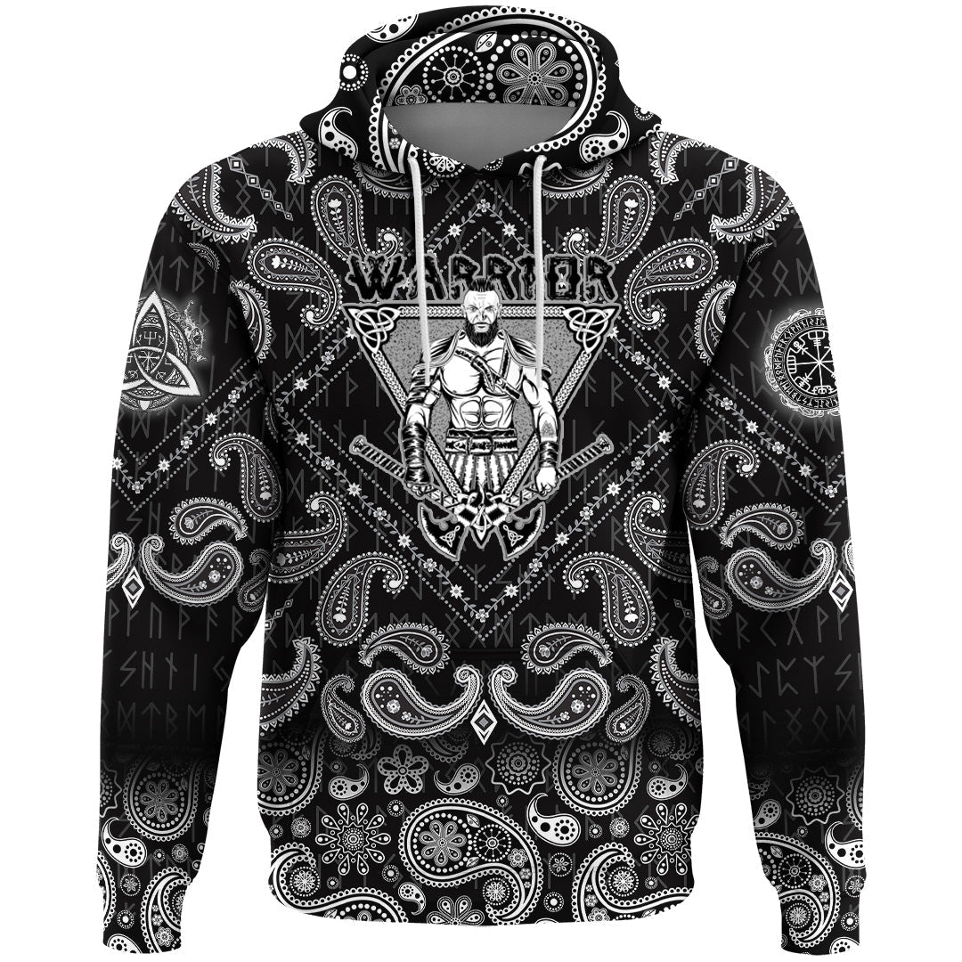Viking Hoodie Strong Warrior with Bandana Paisley Style RLT12 - Wonder Print Shop