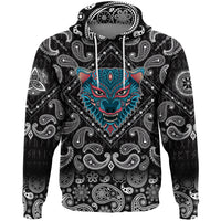 Viking Hoodie Stylized Wolf with Bandana Paisley Style RLT12 - Wonder Print Shop