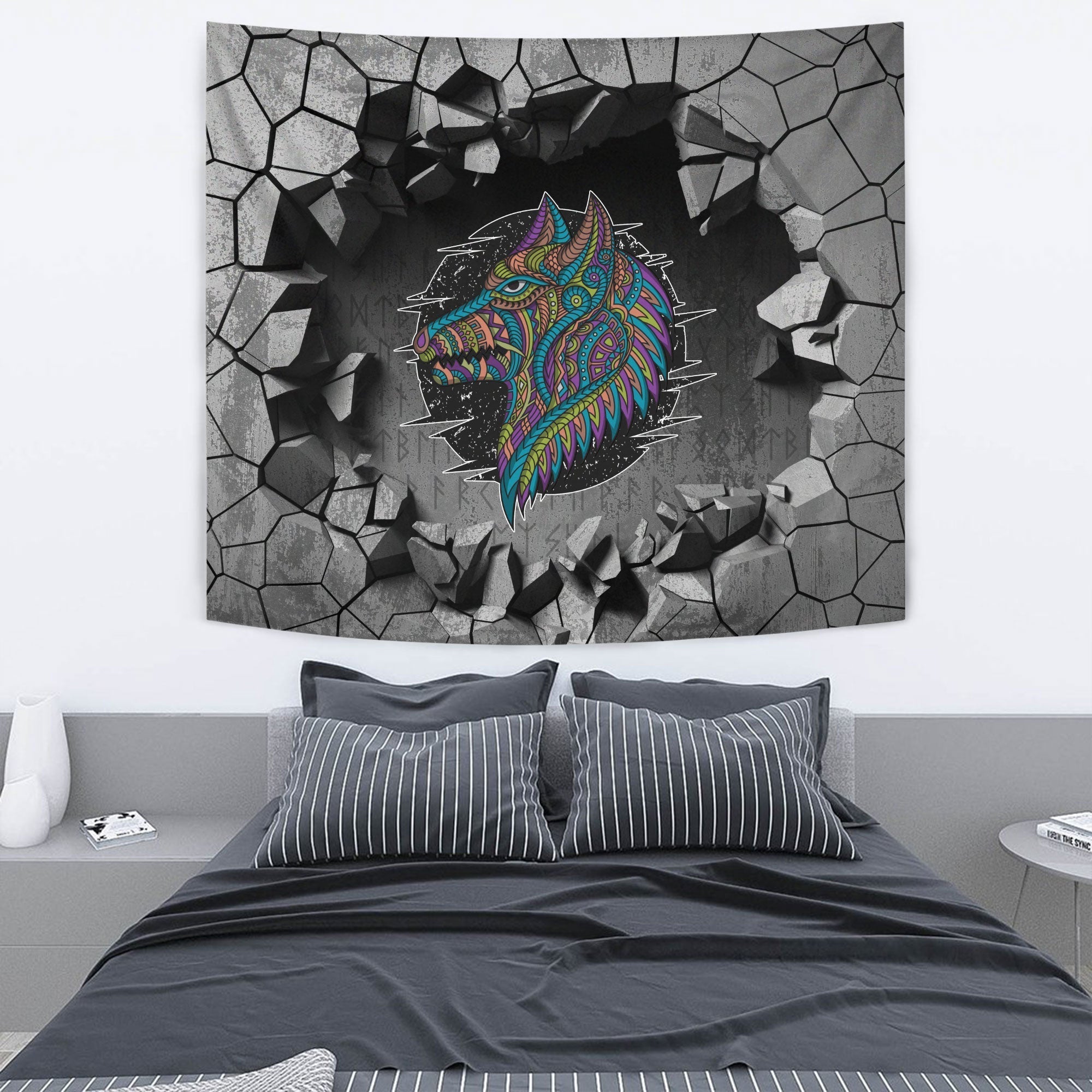 Viking Tapestry - Spiral Celtic Moon Va Celtic Sun Tapestry RLT12 - Wonder Print Shop
