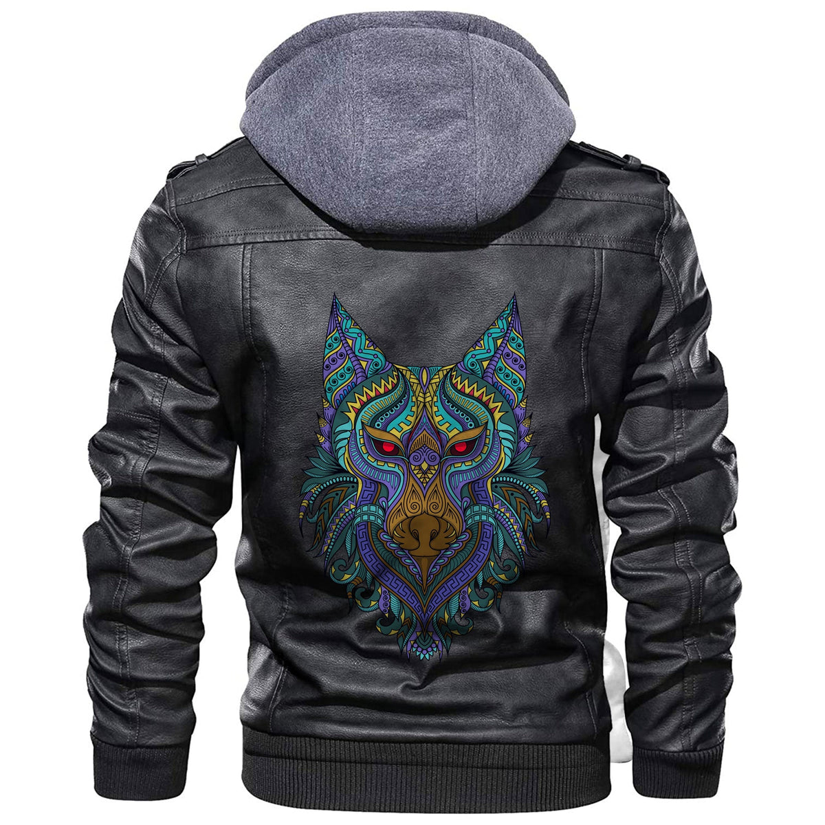 Viking Stylized Wolf In Ethnic Leather Jacket RLT12 - Wonder Print Shop