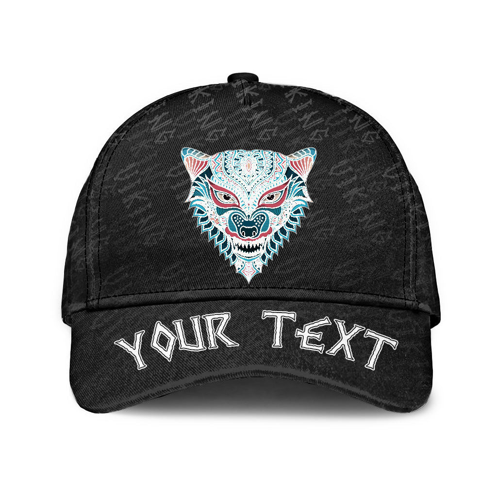 viking-classic-cap-custom-stylized-wolf-in-ethnic-dark-background-classic-cap