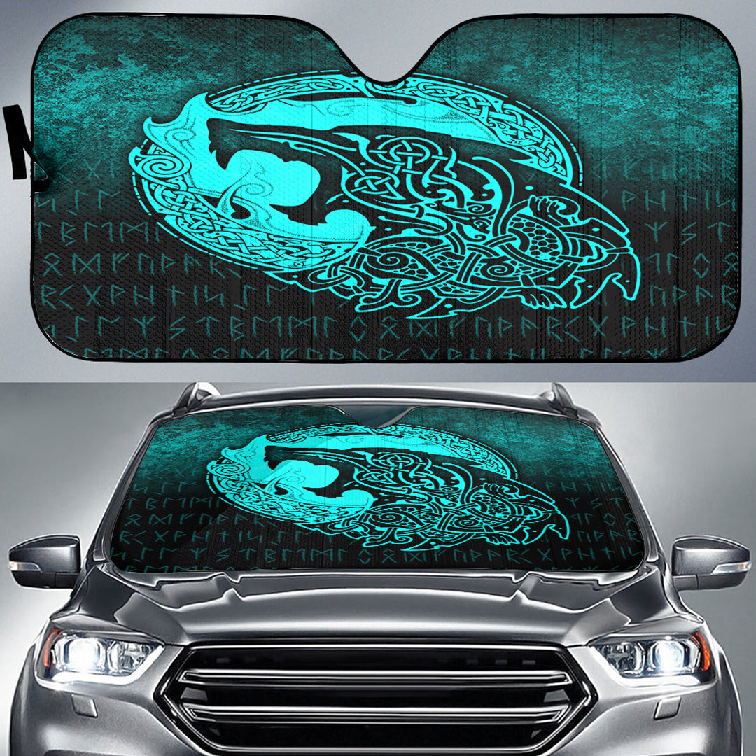 viking-auto-sun-shades-fenrir-viking-3d-tattoo-cyan-version-auto-sun-shades