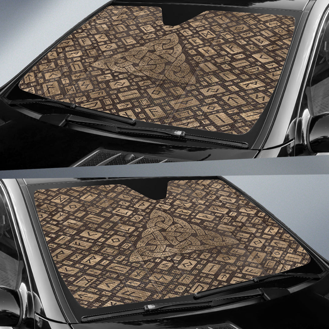viking-auto-sun-shades-triquetra-and-runic-alphabet-wood-and-gold-auto-sun-shades