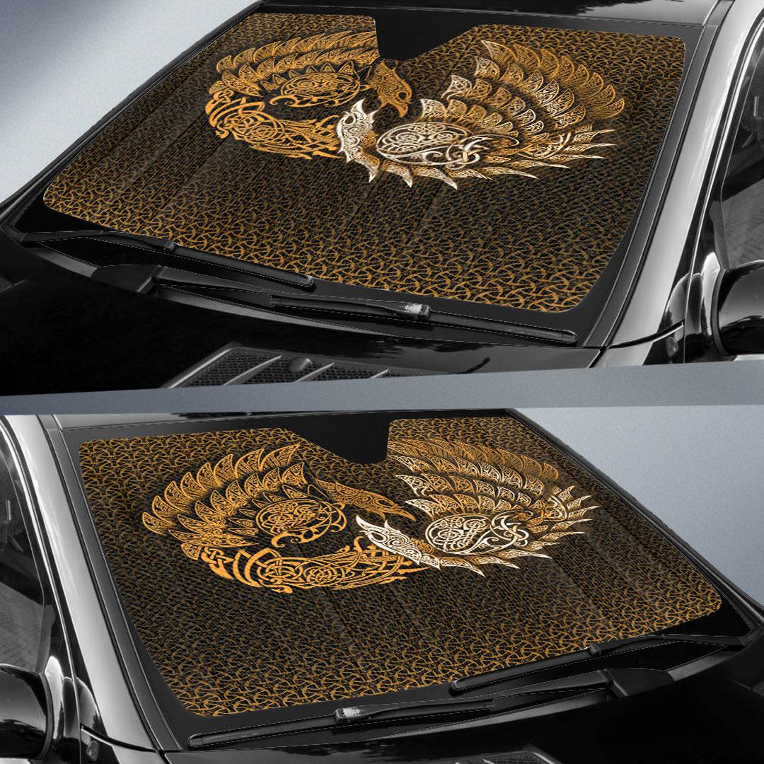 viking-auto-sun-shades-ragnarok-huginn-muninn-gold-version-auto-sun-shades