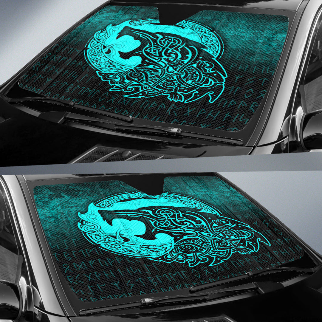 viking-auto-sun-shades-fenrir-viking-3d-tattoo-cyan-version-auto-sun-shades