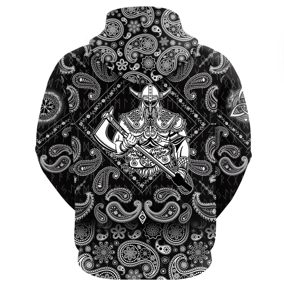 Viking Hoodie Super Warrior with Bandana Paisley Style RLT12 - Wonder Print Shop