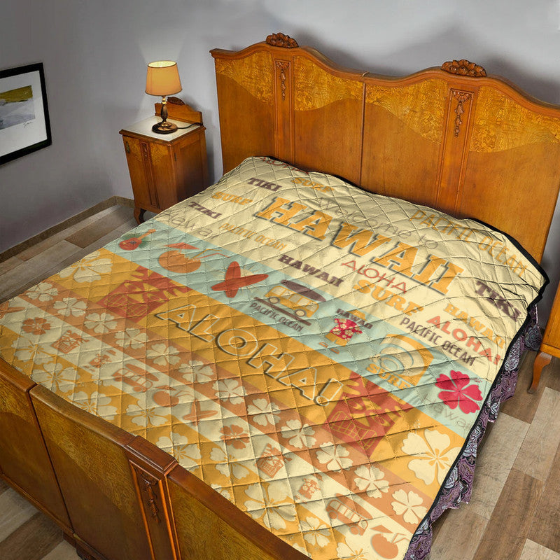 Hawaii Surf Retro Style Premium Quilt - Wonder Print Shop