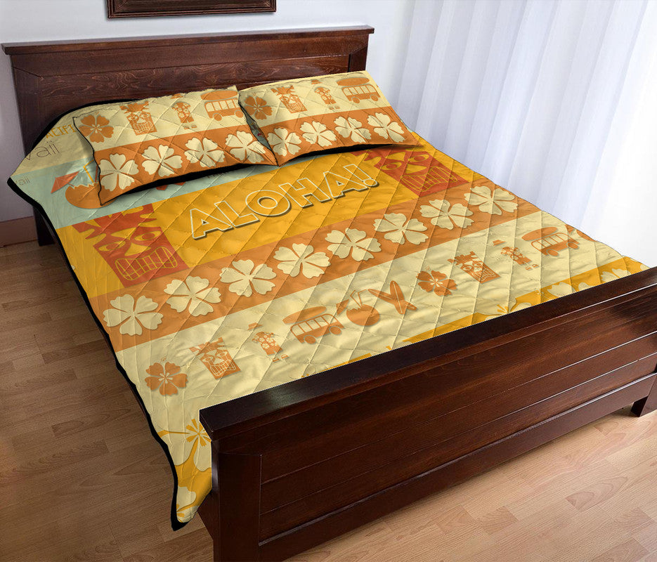 Hawaii Surf Retro Style Quilt Bed Set - Wonder Print Shop
