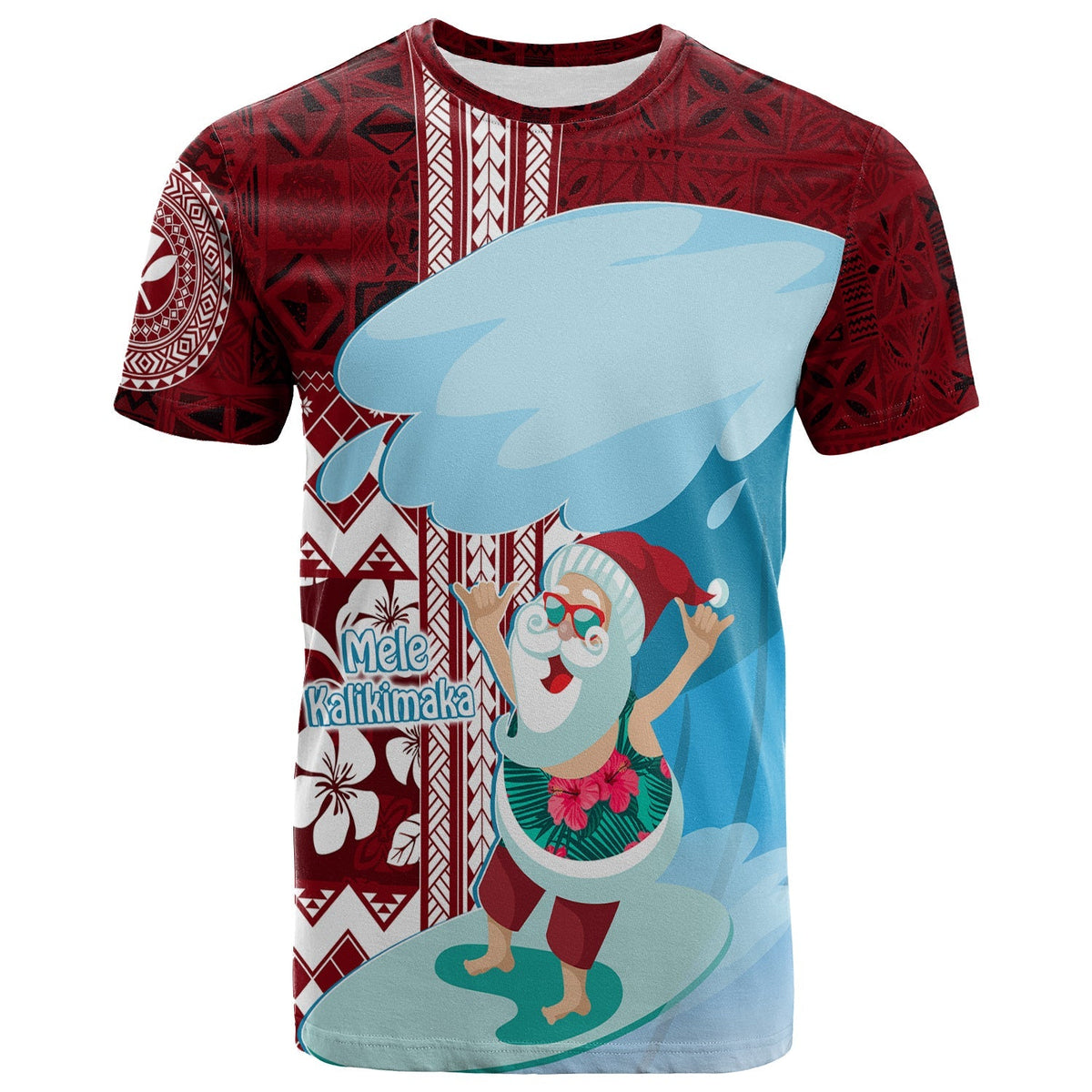 Hawaii Christmas Surfing Santa Claus Mele Kalikimaka T Shirt - Wonder Print Shop