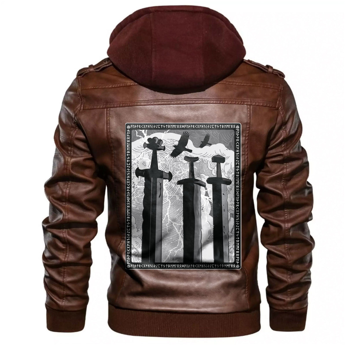 Viking Sverd I Fjell Swords In Rock Leather Jacket RLT12 - Wonder Print Shop