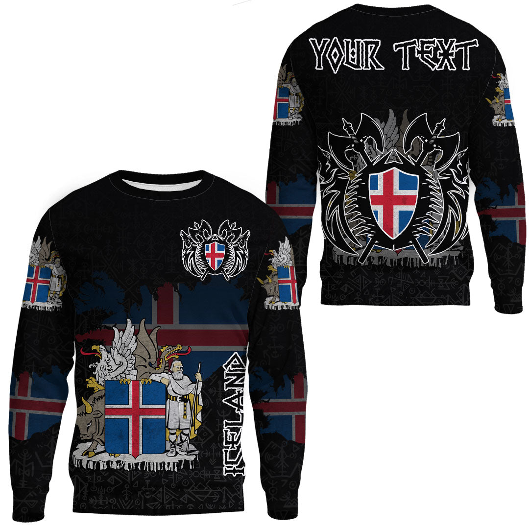 (Custom) Viking - Iceland Flag and Map Sweatshirts style Viking Geri and Freki RLT12 - Wonder Print Shop