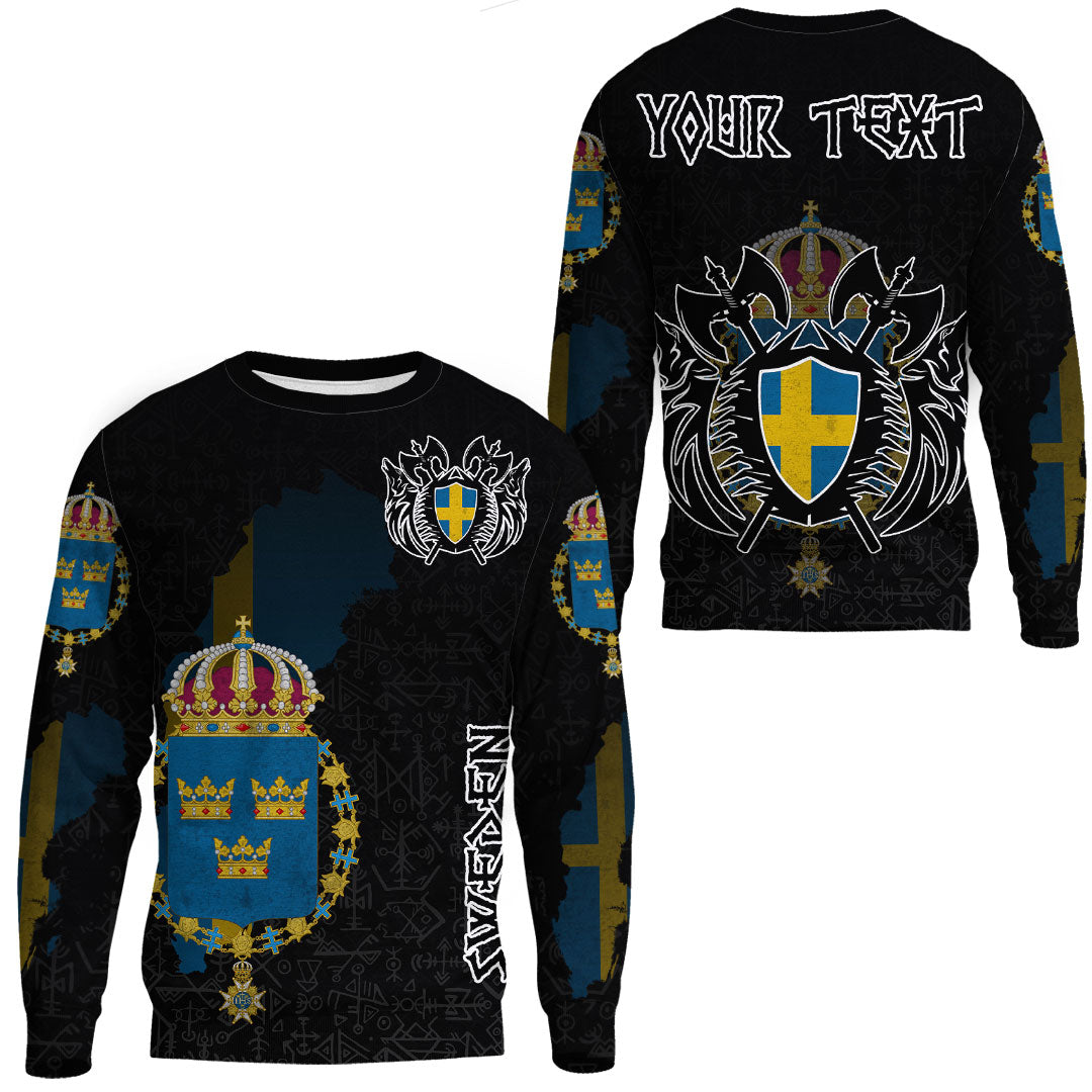 (Custom) Viking - Sweden Flag and Map (1) Sweatshirts style Viking Geri and Freki RLT12 - Wonder Print Shop