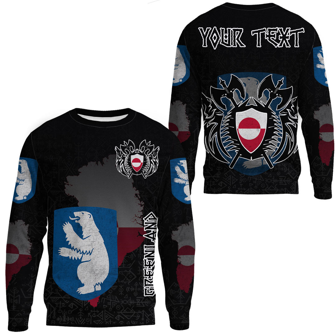 (Custom) Viking - Greenland Flag and Map Sweatshirts style Viking Geri and Freki RLT12 - Wonder Print Shop