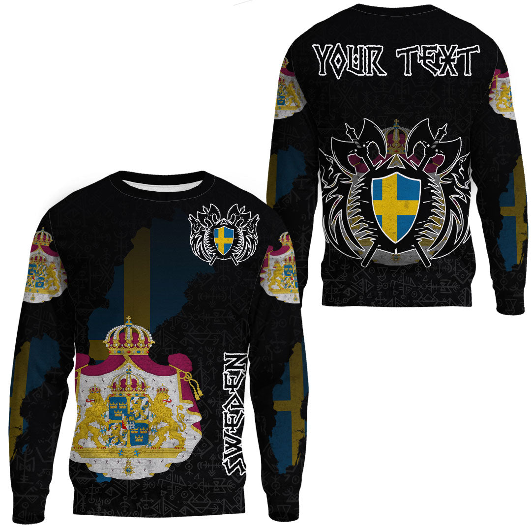 (Custom) Viking - Sweden Flag and Map Sweatshirts style Viking Geri and Freki RLT12 - Wonder Print Shop