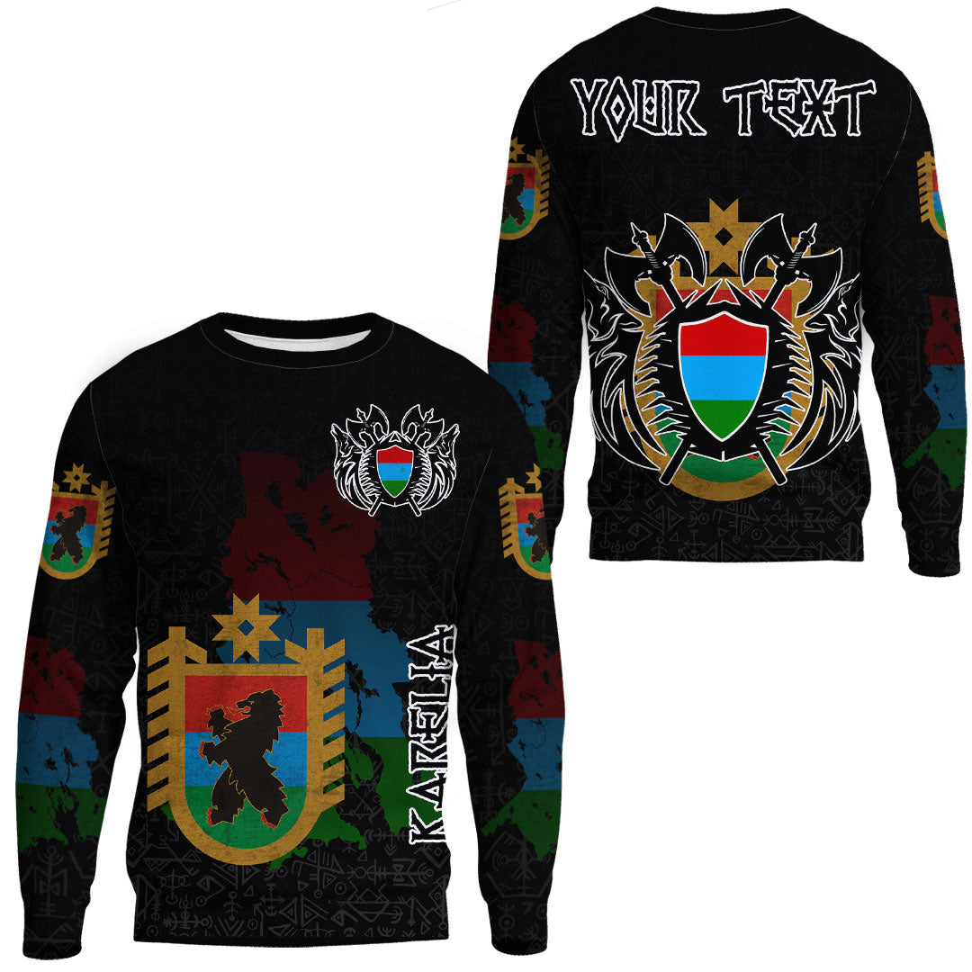 (Custom) Viking - Karelia Flag and Map Sweatshirts style Viking Geri and Freki RLT12 - Wonder Print Shop