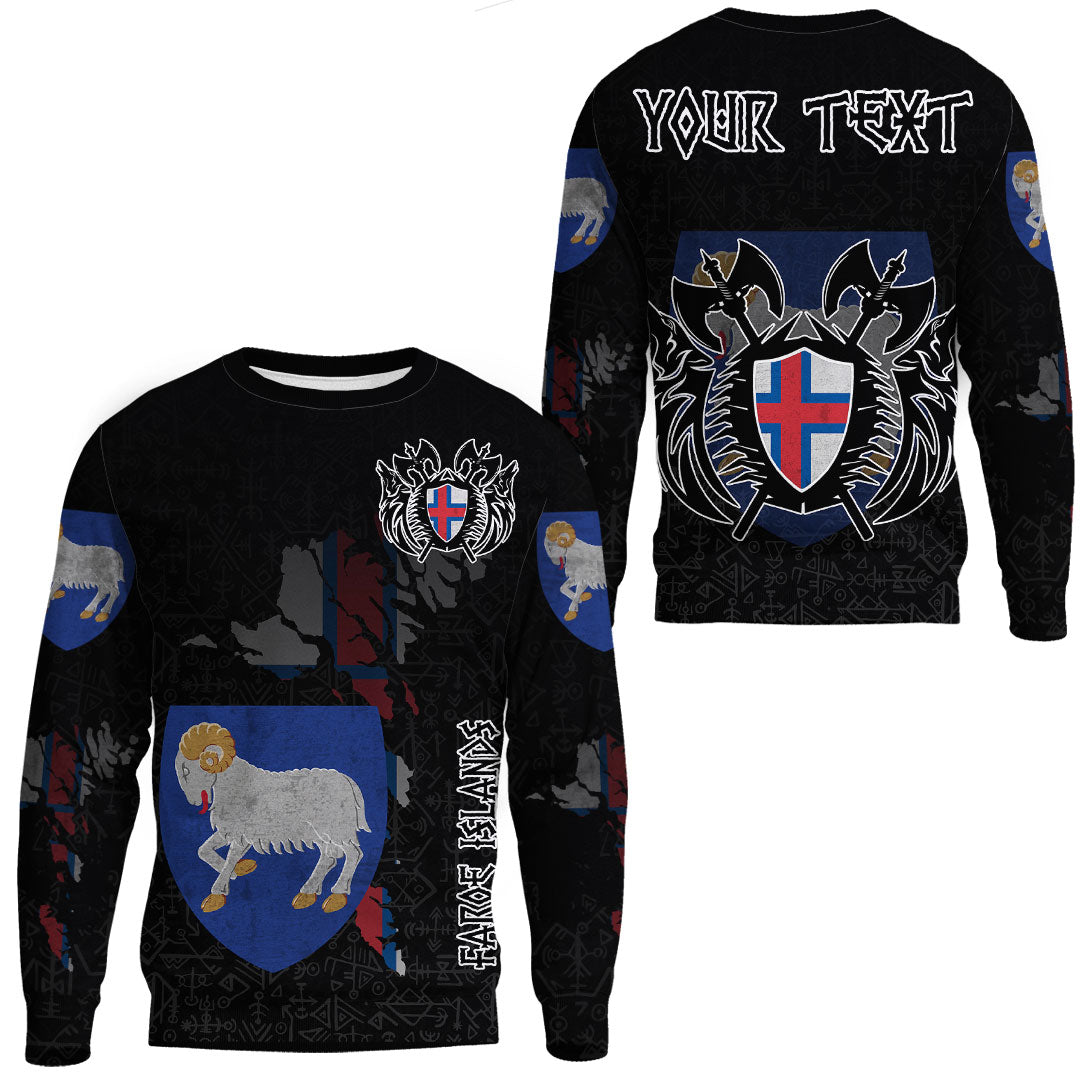 (Custom) Viking - Faroe Islands Flag and Map Sweatshirts style Viking Geri and Freki RLT12 - Wonder Print Shop