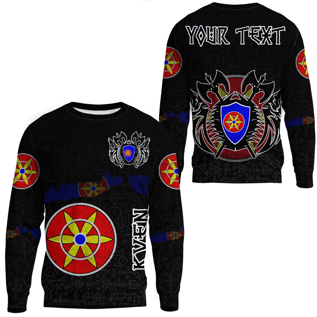 (Custom) Viking - Kven Flag and Map Sweatshirts style Viking Geri and Freki RLT12 - Wonder Print Shop