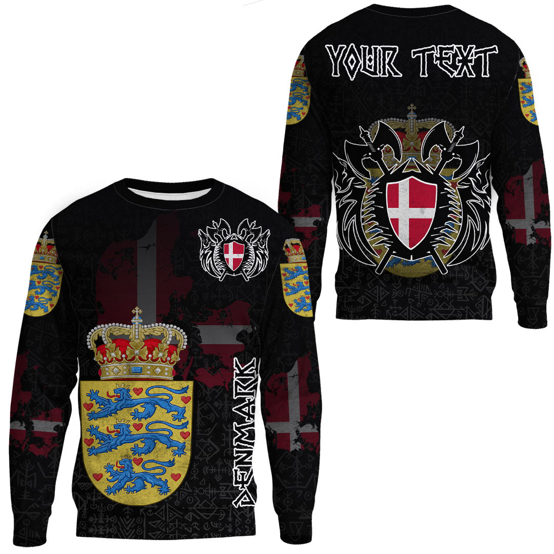 (Custom) Viking - Denmark Flag and Map Sweatshirts style Viking Geri and Freki RLT12 - Wonder Print Shop