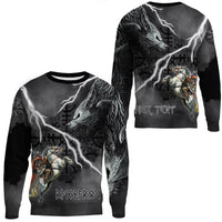 (Custom) Wonder Print Shop - Ragnarok Sweatshirt Odin fight Fenrir on thunder background RLT12 - Wonder Print Shop