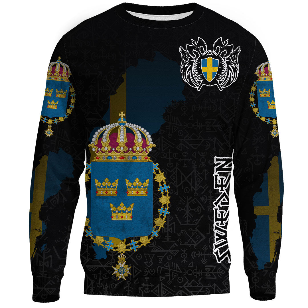 (Custom) Viking - Sweden Flag and Map (1) Sweatshirts style Viking Geri and Freki RLT12 - Wonder Print Shop