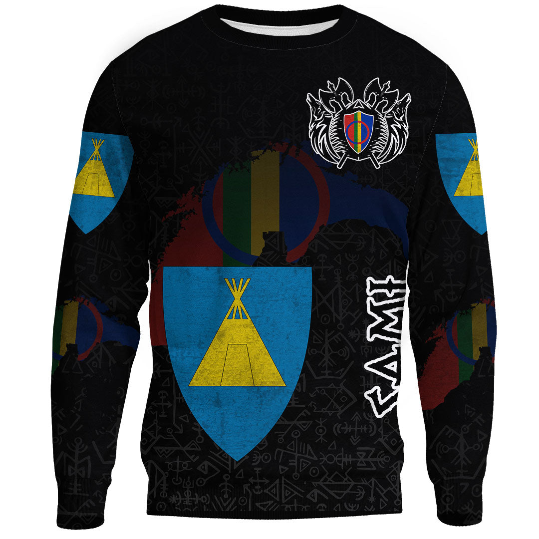 (Custom) Viking - Sami Flag and Map Sweatshirts style Viking Geri and Freki RLT12 - Wonder Print Shop
