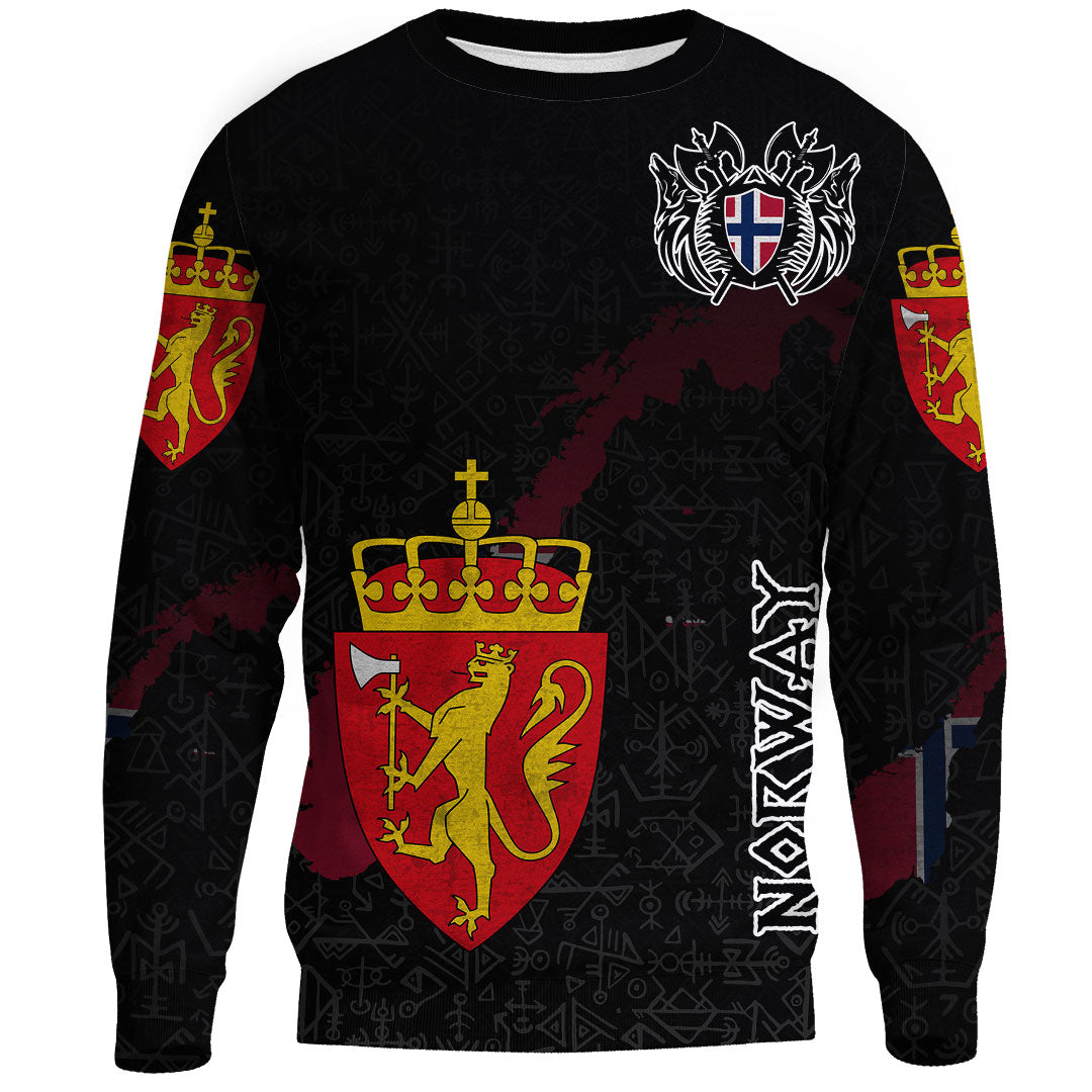 (Custom) Viking - Norway Flag and Map Sweatshirts style Viking Geri and Freki RLT12 - Wonder Print Shop