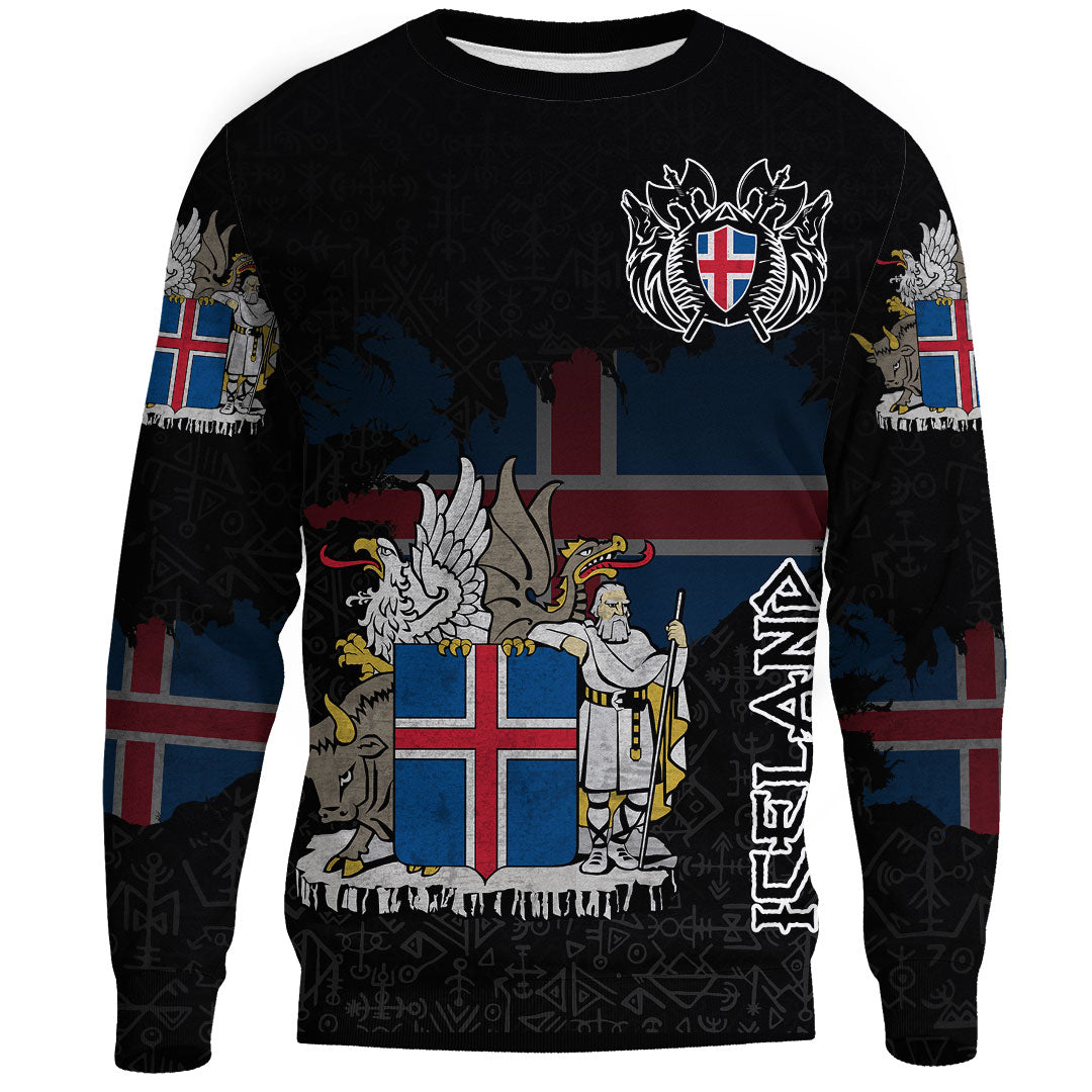 (Custom) Viking - Iceland Flag and Map Sweatshirts style Viking Geri and Freki RLT12 - Wonder Print Shop