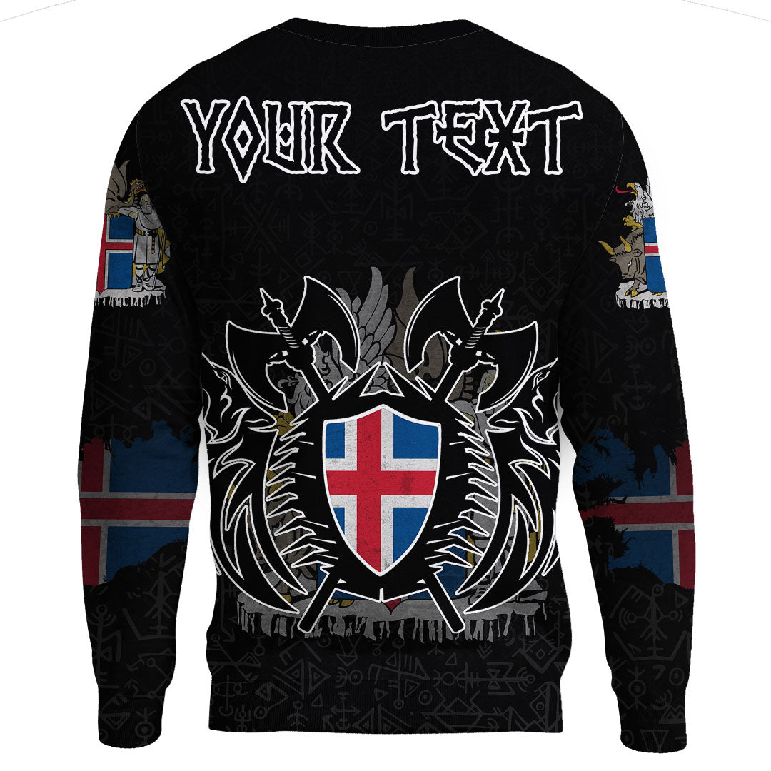(Custom) Viking - Iceland Flag and Map Sweatshirts style Viking Geri and Freki RLT12 - Wonder Print Shop