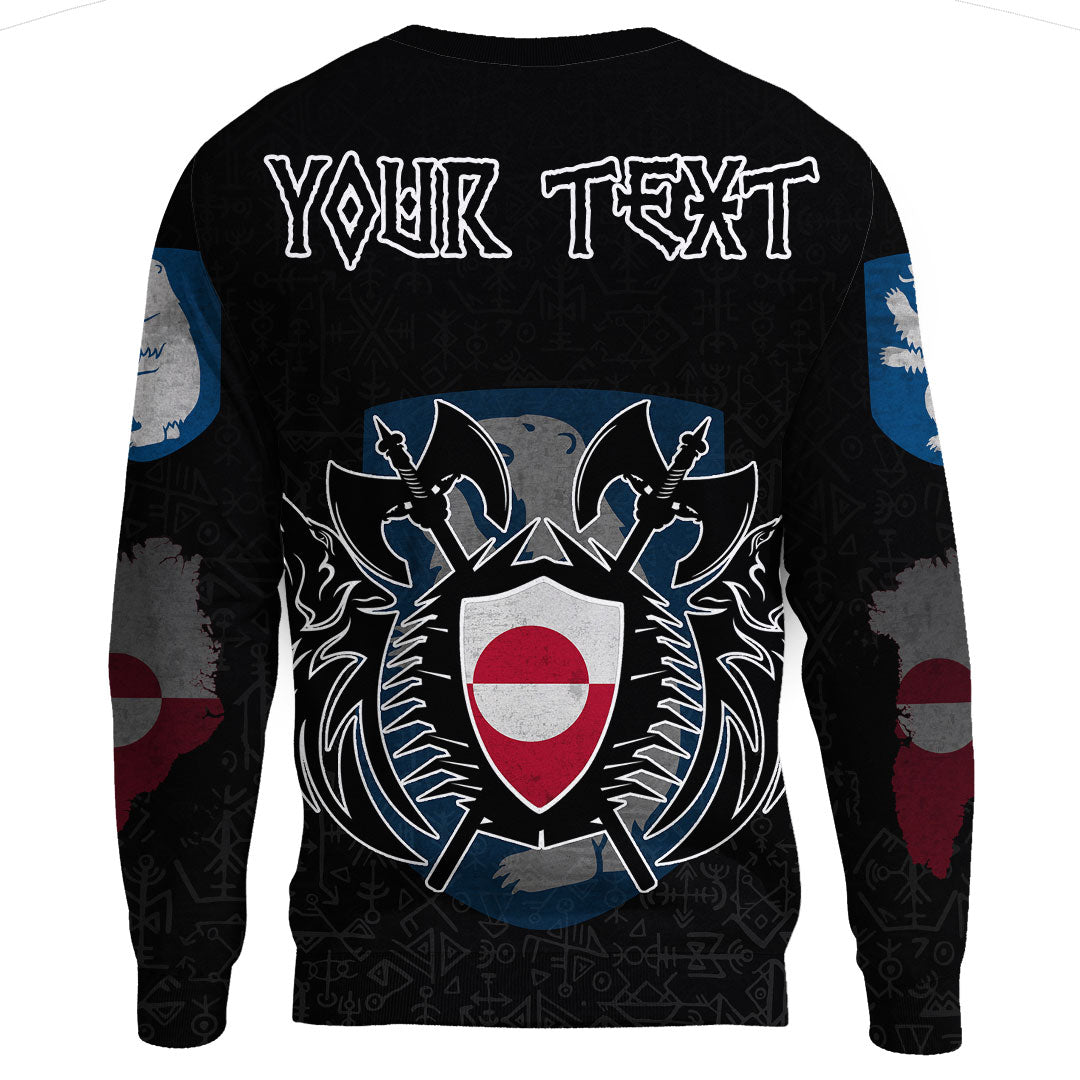 (Custom) Viking - Greenland Flag and Map Sweatshirts style Viking Geri and Freki RLT12 - Wonder Print Shop