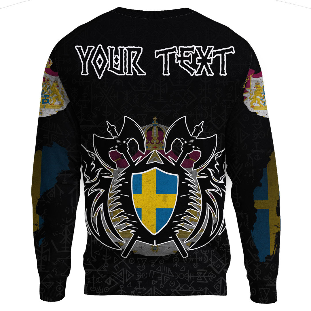 (Custom) Viking - Sweden Flag and Map Sweatshirts style Viking Geri and Freki RLT12 - Wonder Print Shop