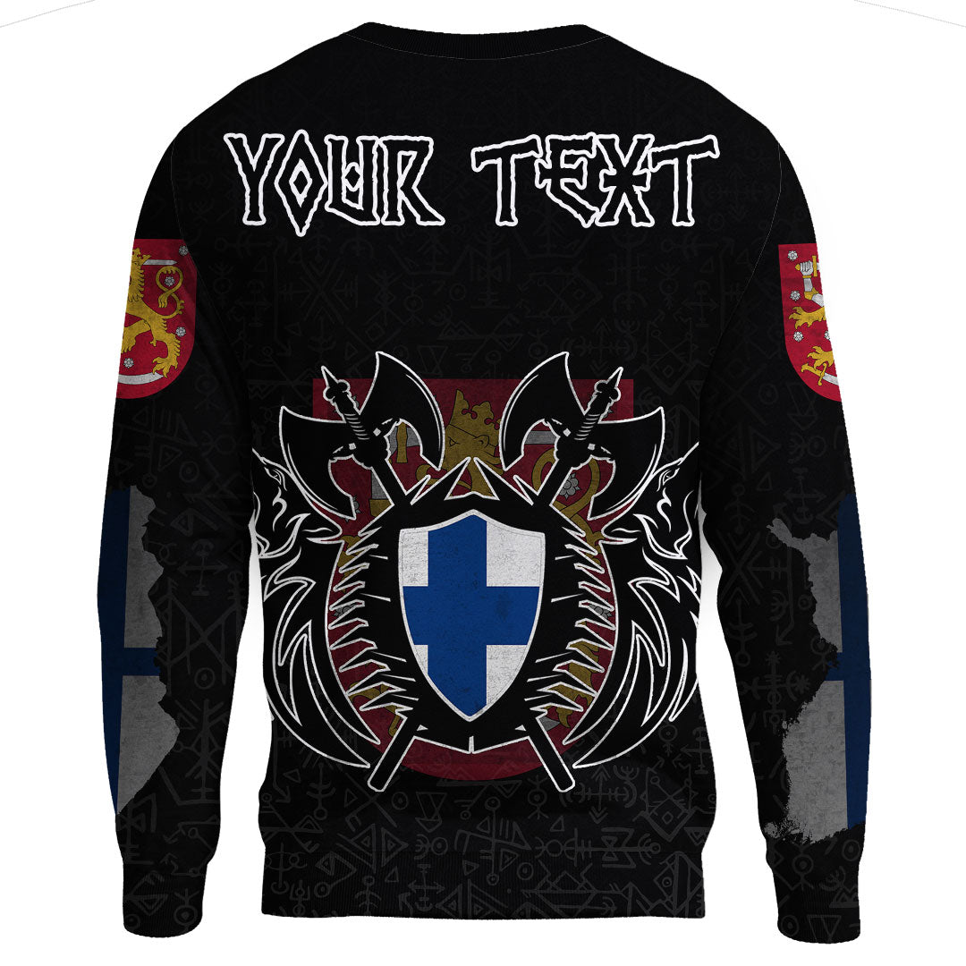 (Custom) Viking - Finland Flag and Map Sweatshirts style Viking Geri and Freki RLT12 - Wonder Print Shop