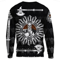(Custom) Wonder Print Shop - Sweatshirt Skull Warrior Dead Hero with Hammer RLT12 - Wonder Print Shop