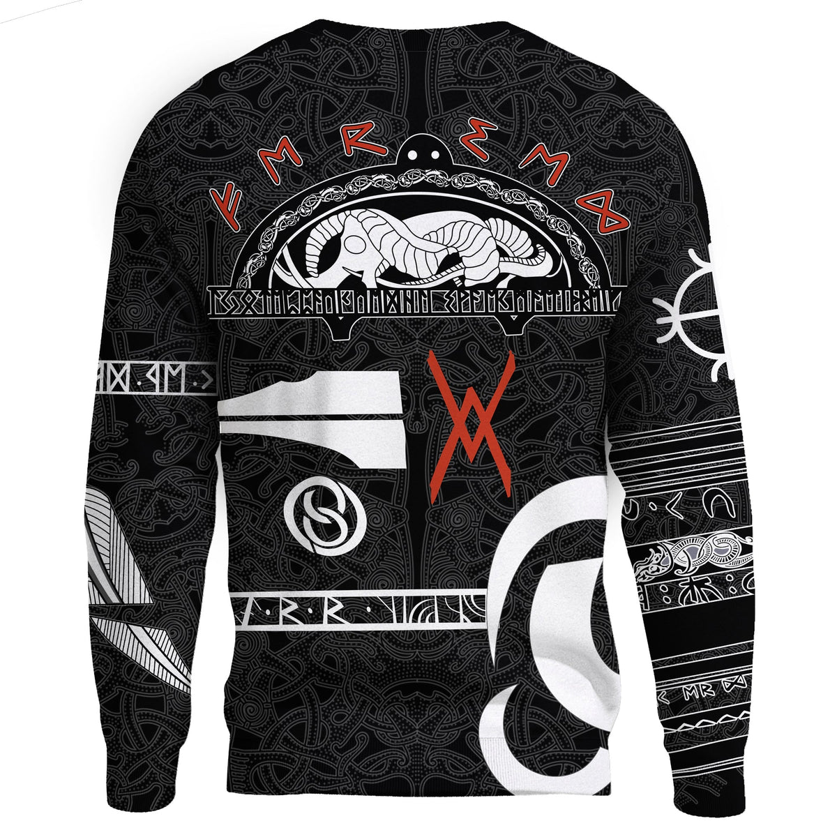 Viking Sweatshirt - Raven Norse Mythology Tattoo A21 RLT12 - Wonder Print Shop