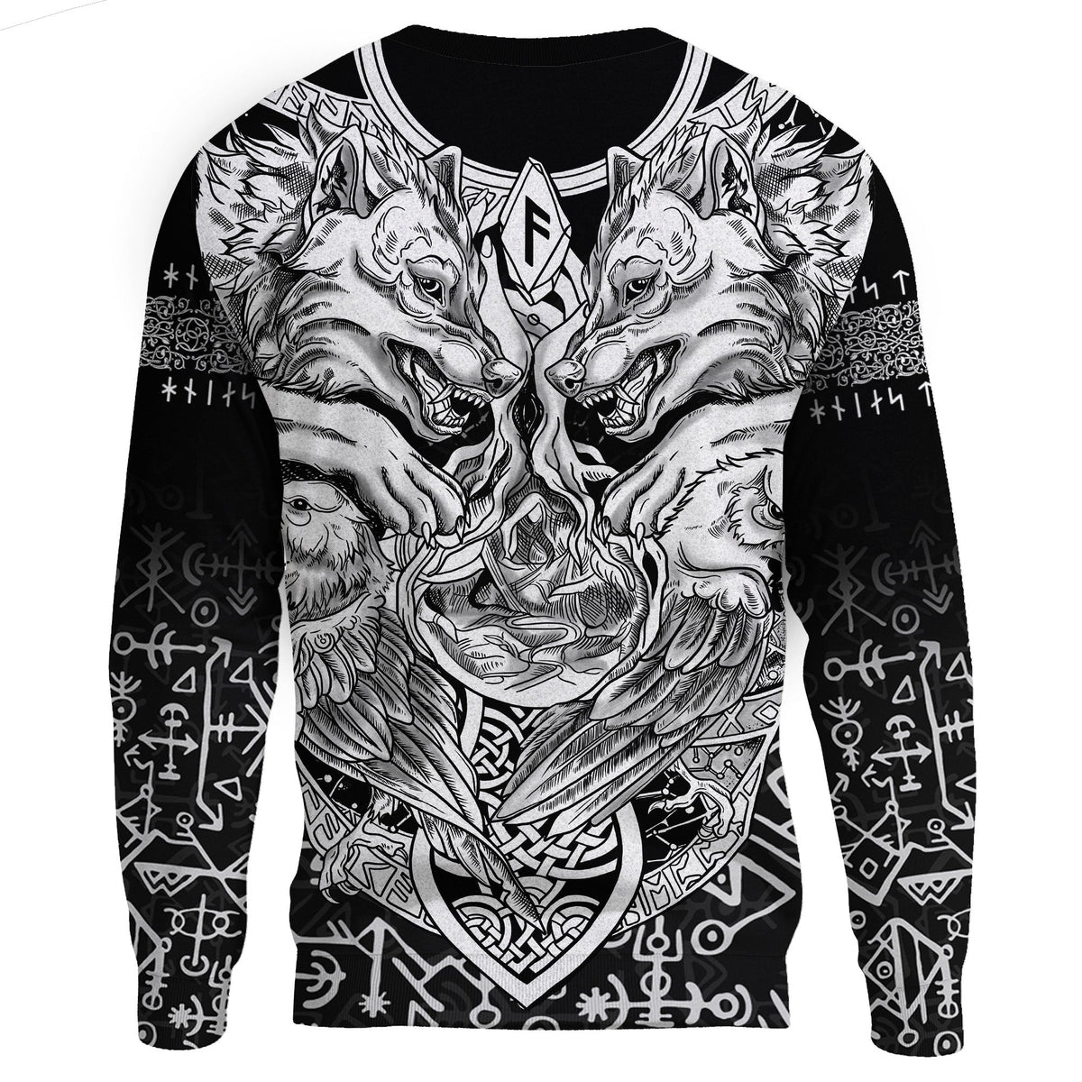 Viking Sweatshirt - Wolf and Raven Special RLT12 - Wonder Print Shop