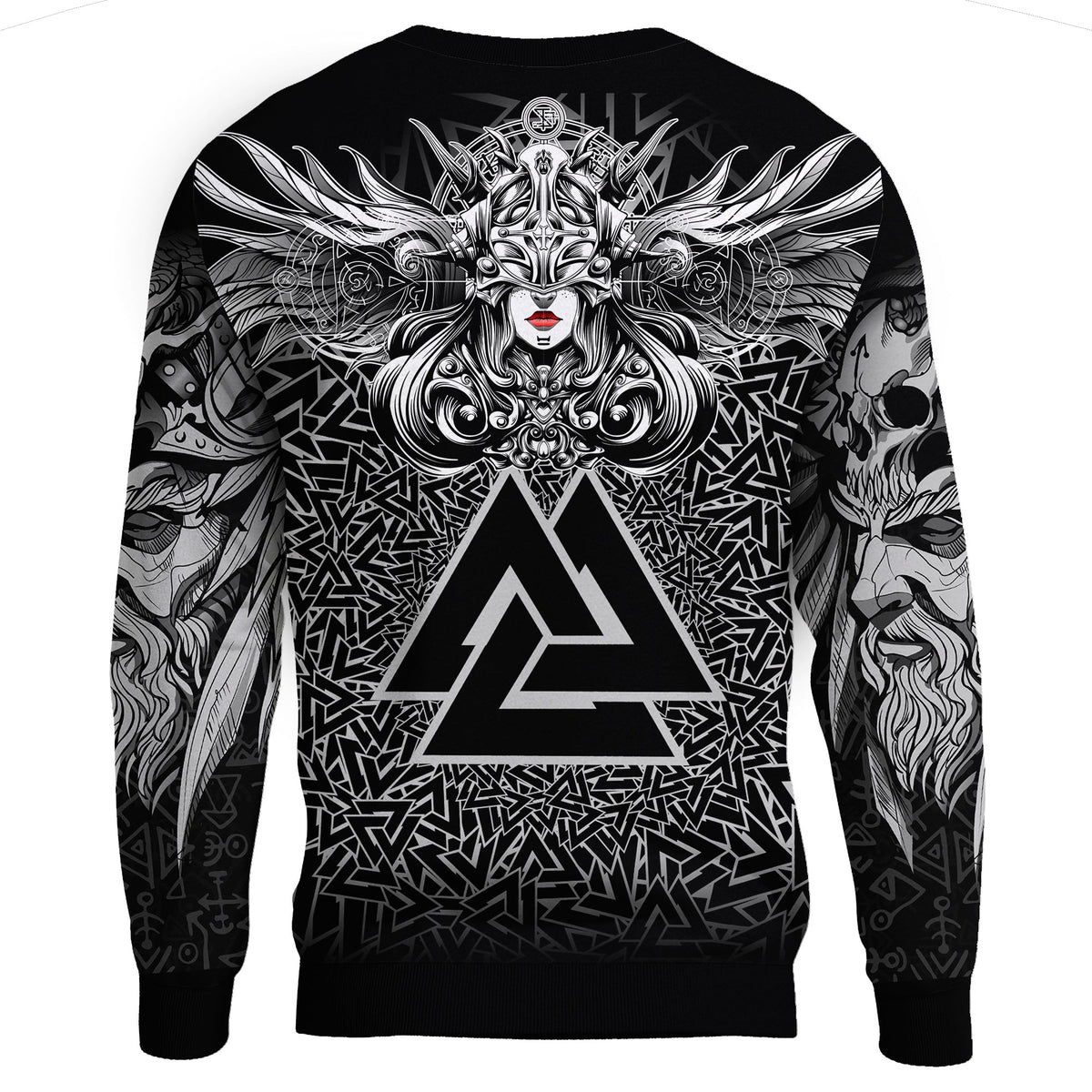 Viking Valkyrie Sweatshirt - Valknut Pattern RLT12 - Wonder Print Shop