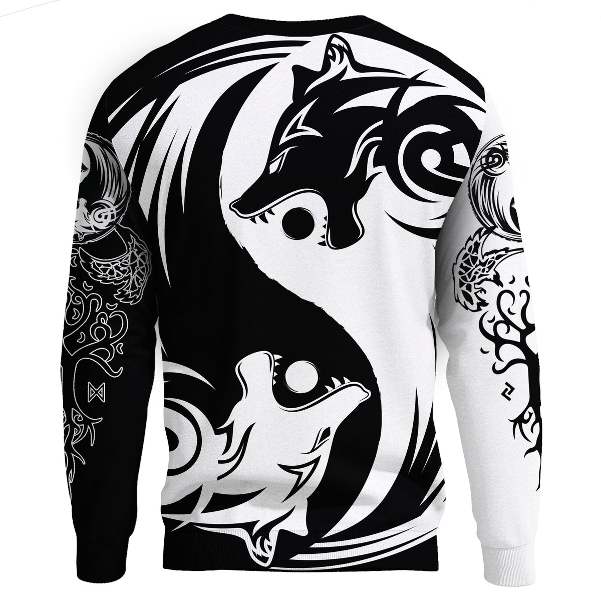 Viking Sweatshirt - Ying Yang Wolf RLT12 - Wonder Print Shop