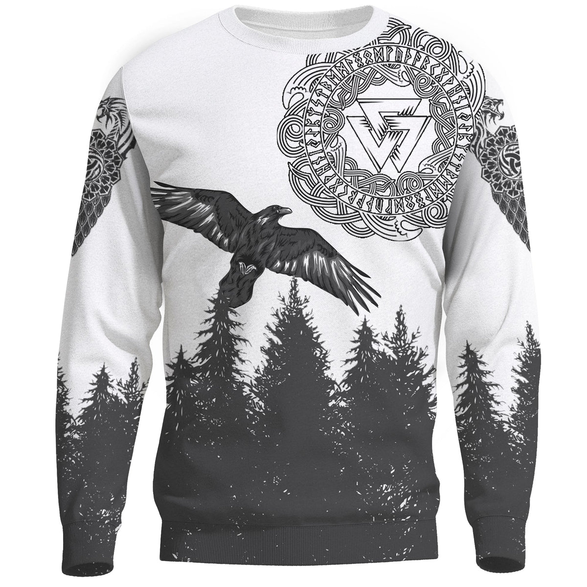 Viking Raven and Wolf In Pine Forest Sweatshirt RLT12 - Wonder Print Shop