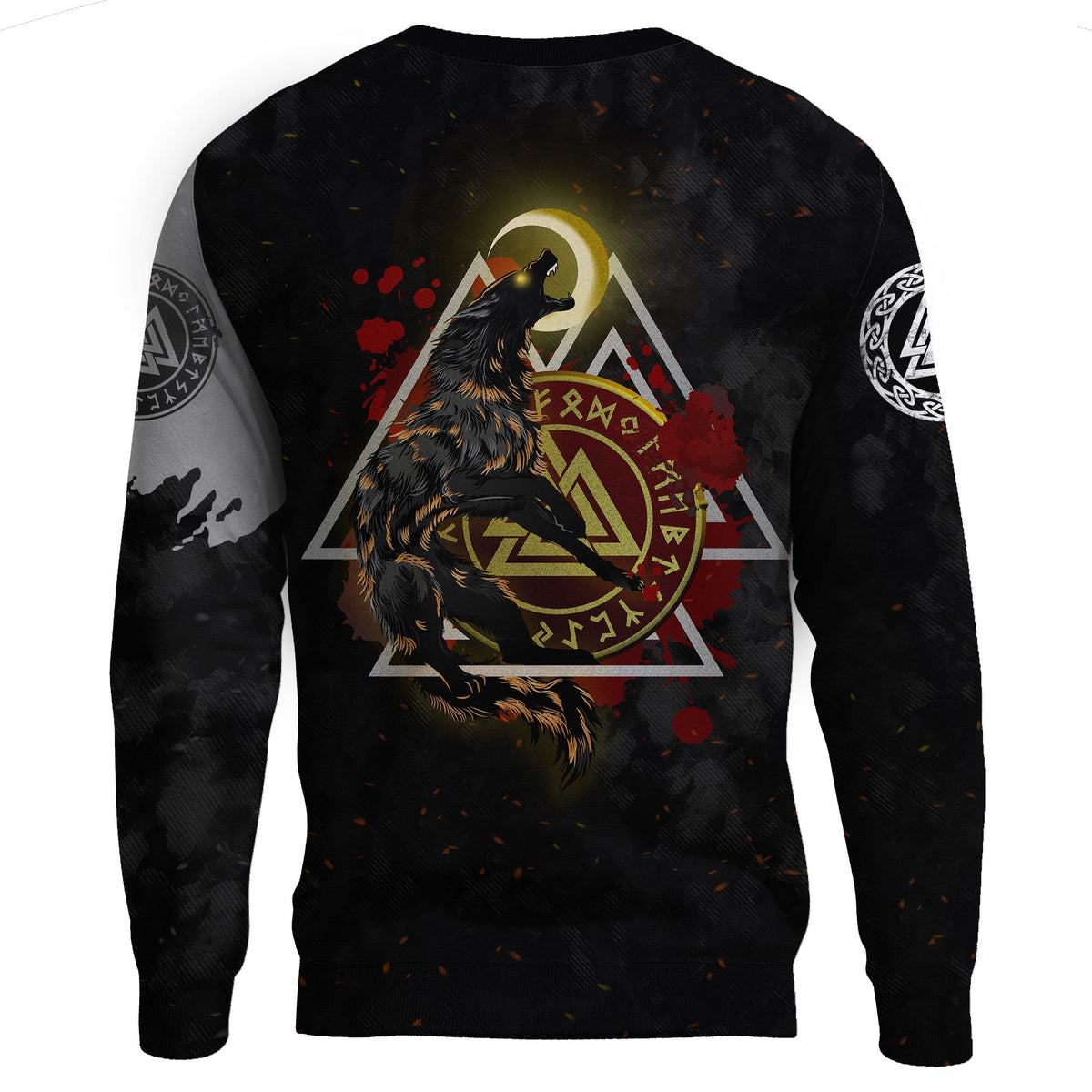 Viking Sweatshirt - Viking Wolf - Fenrir Moon and Raven RLT12 - Wonder Print Shop