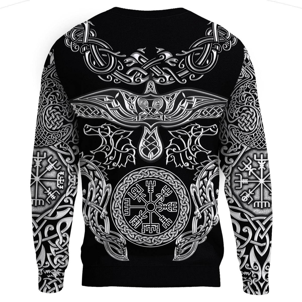 Viking Sweatshirt Raven and Wolf RLT12 - Wonder Print Shop