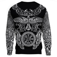 Viking Sweatshirt Raven and Wolf RLT12 - Wonder Print Shop