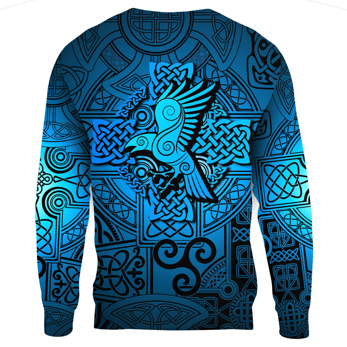 Viking Sweatshirt - Raven Odin Celtic Cyan RLT12 - Wonder Print Shop