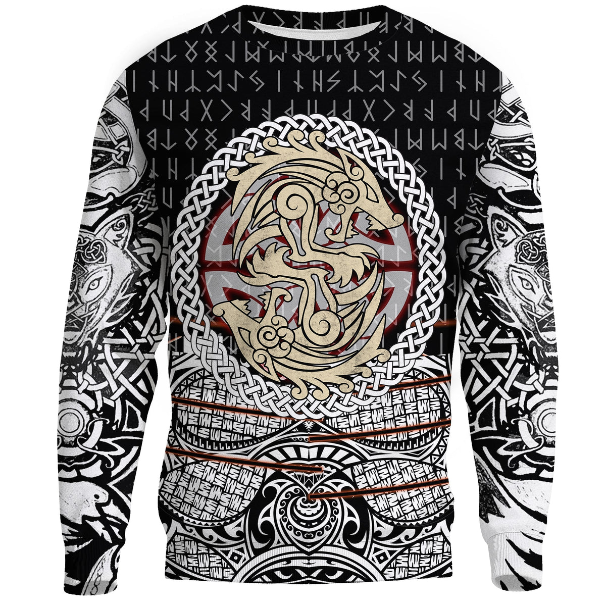 Viking Sweatshirts - Fenrir Vikings Tattoo 3D RLT12 - Wonder Print Shop