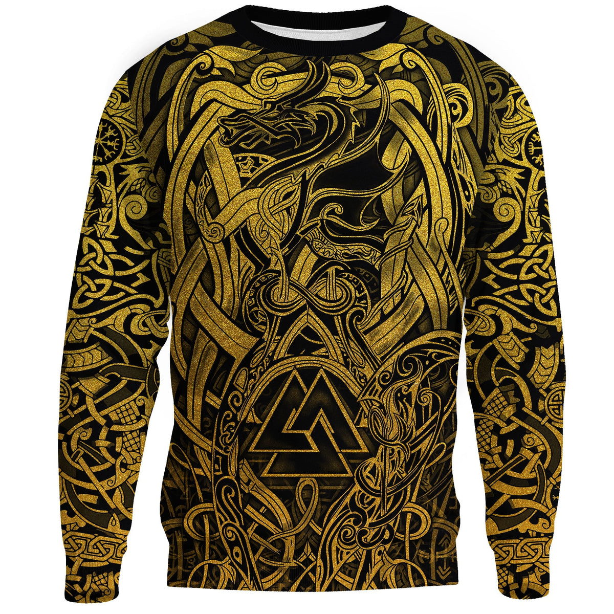 Viking Sweatshirt - Valknut and Dragon Tattoo Golden RLT12 - Wonder Print Shop