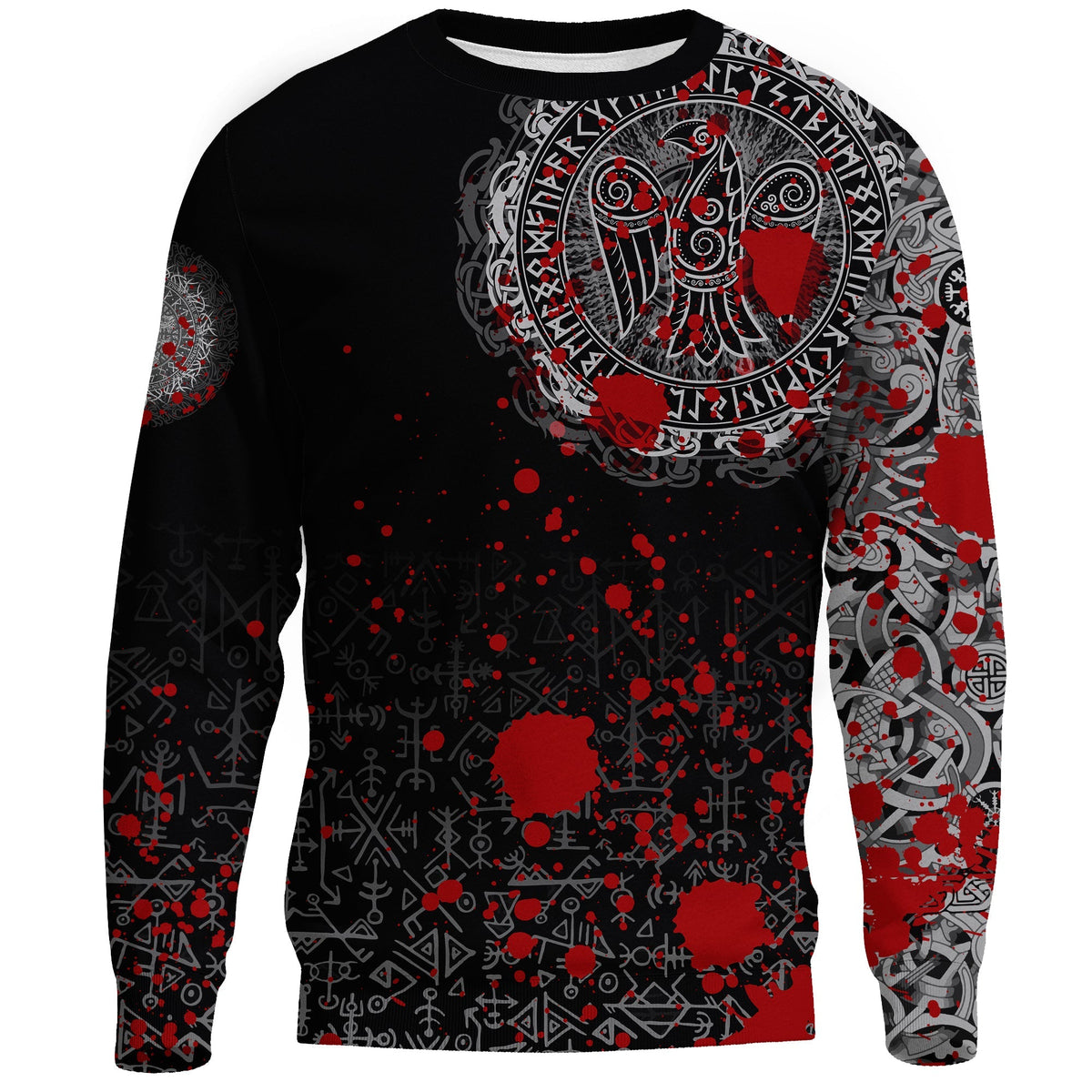 Viking Sweatshirt - Raven Celtic Tattoo Blood RLT12 - Wonder Print Shop