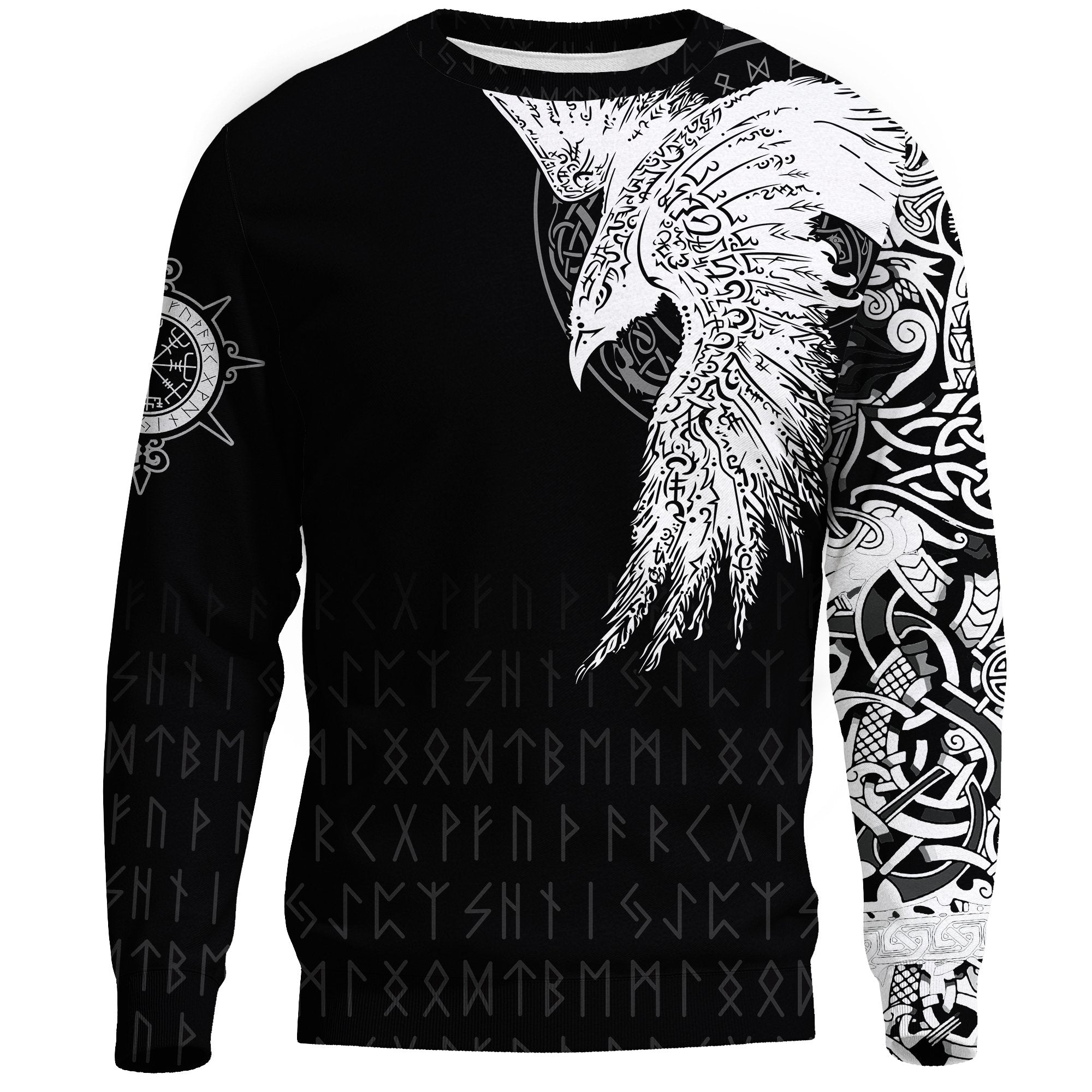Viking Sweatshirt Mystical Raven Tattoo Special RLT12 - Wonder Print Shop