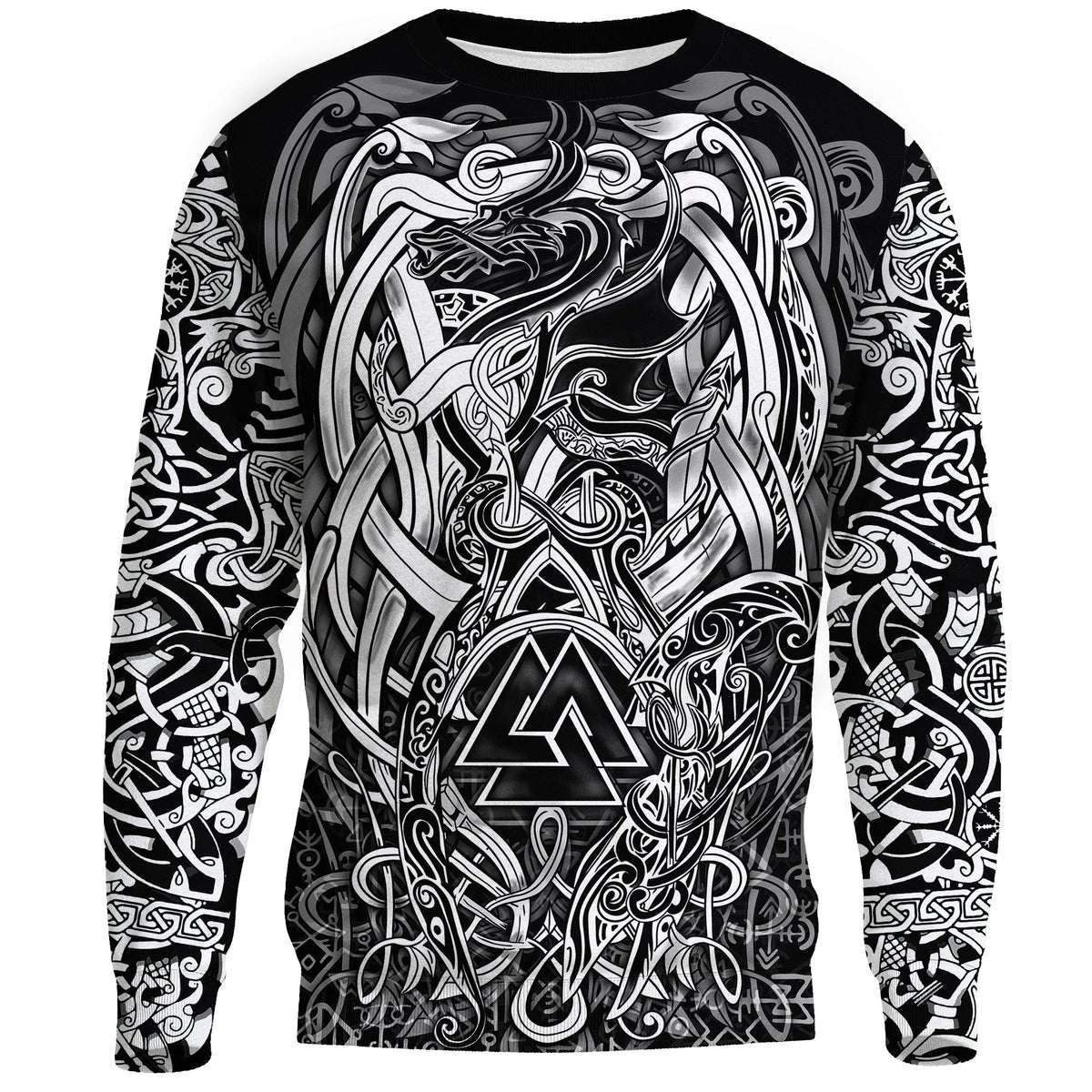 Viking Sweatshirt - Valknut and Dragon Tattoo RLT12 - Wonder Print Shop