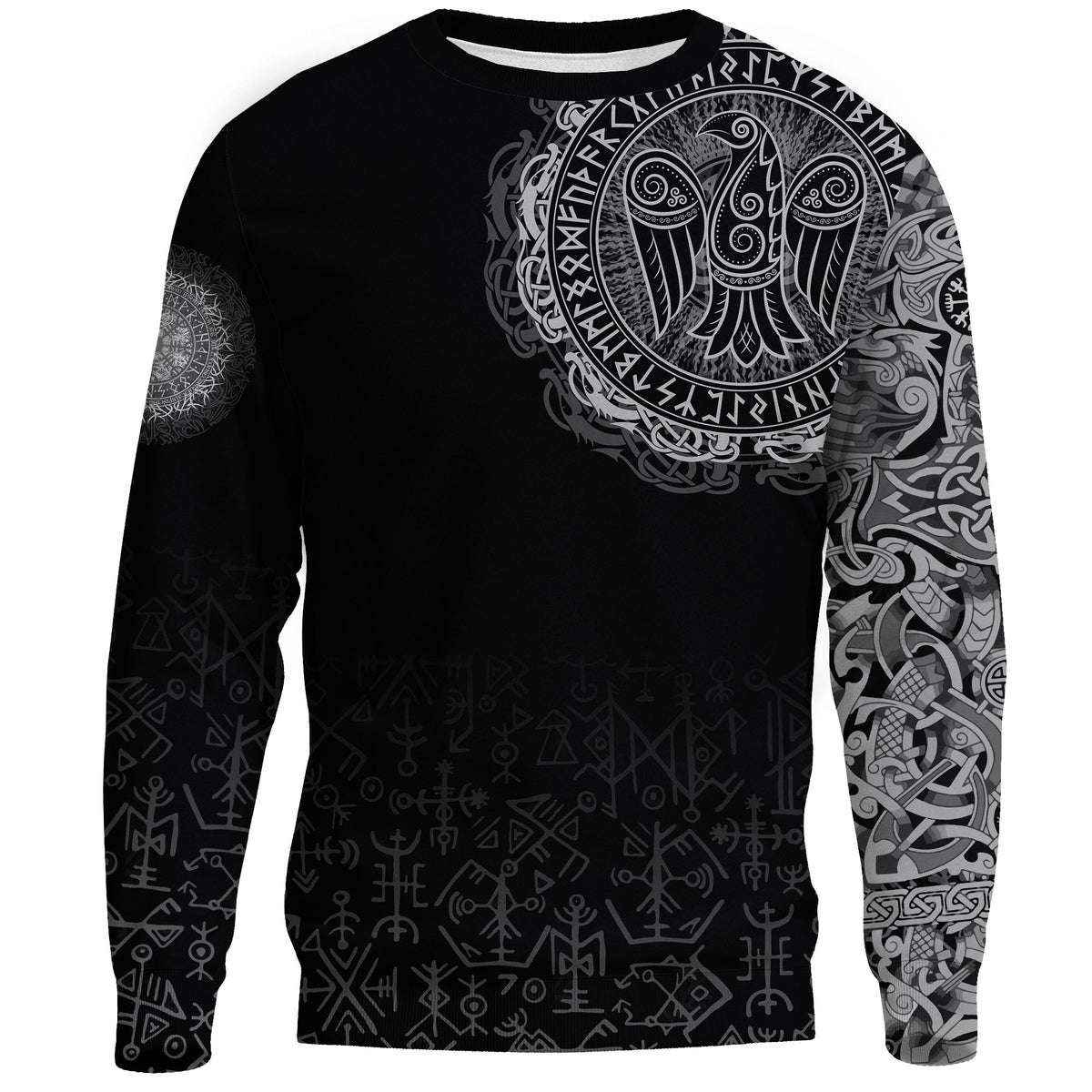 Viking Sweatshirt - Celtic Raven Tattoo RLT12 - Wonder Print Shop