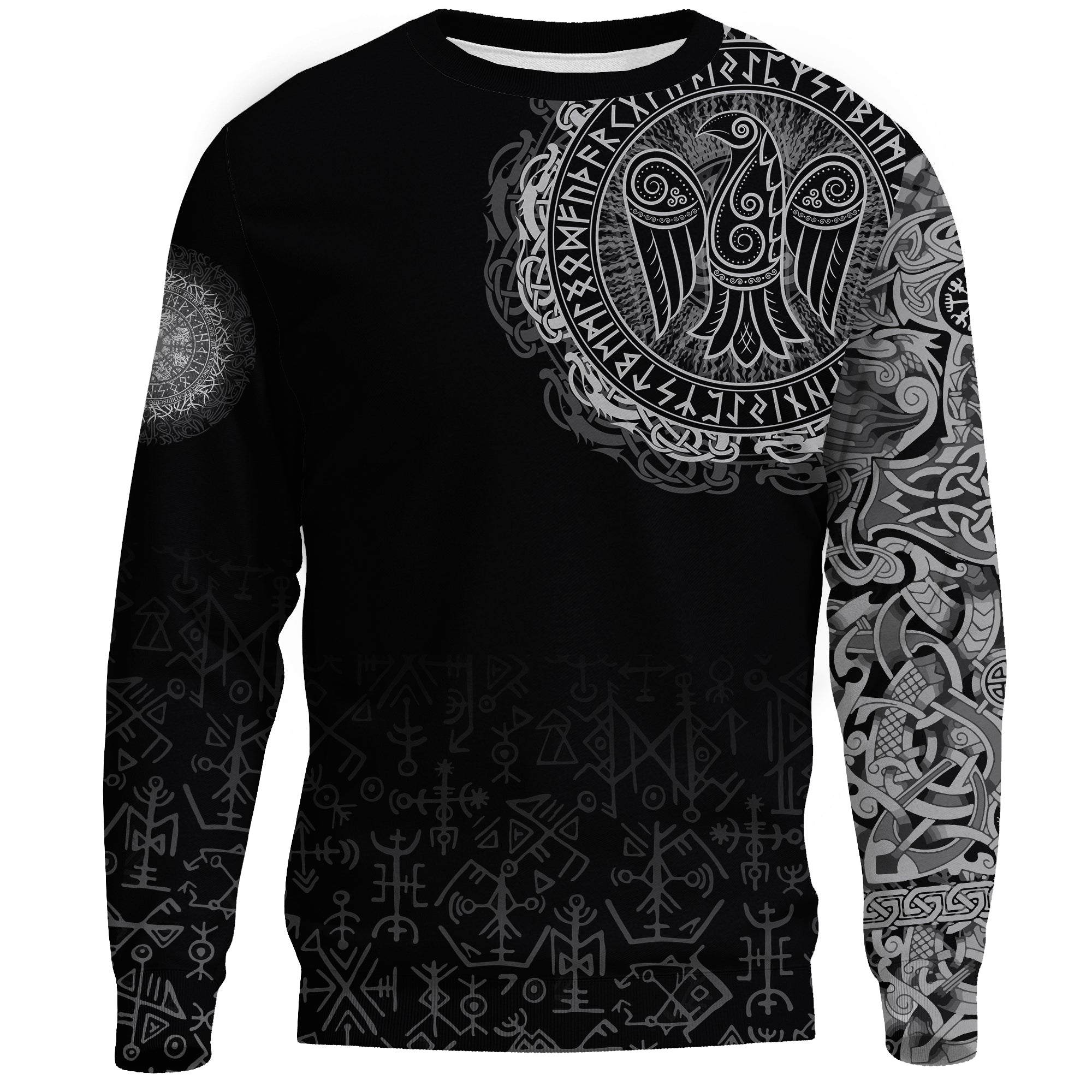 Viking Sweatshirt - Celtic Raven Tattoo RLT12 - Wonder Print Shop
