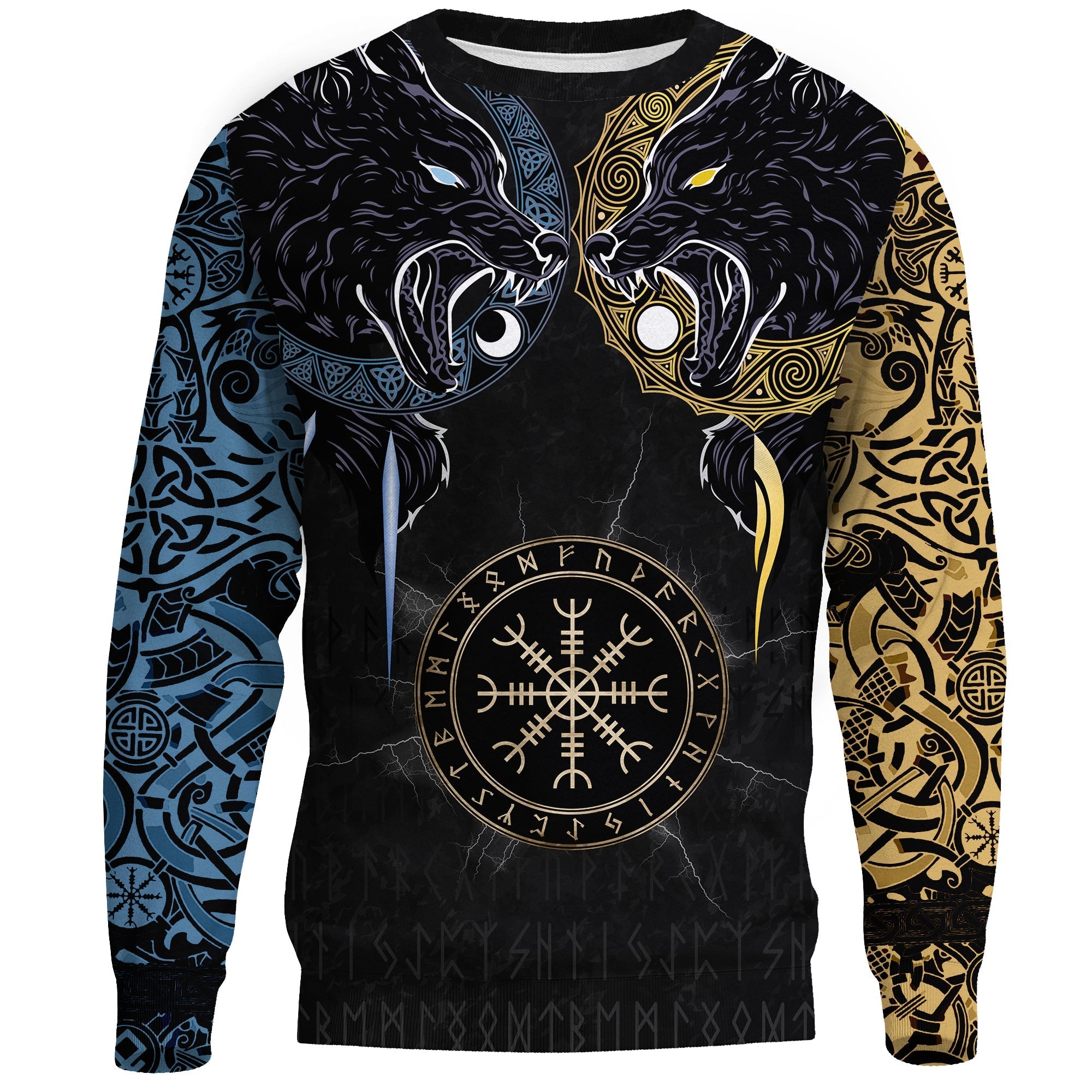 Viking Sweatshirt - Hati and Skoll Tattoo RLT12 - Wonder Print Shop