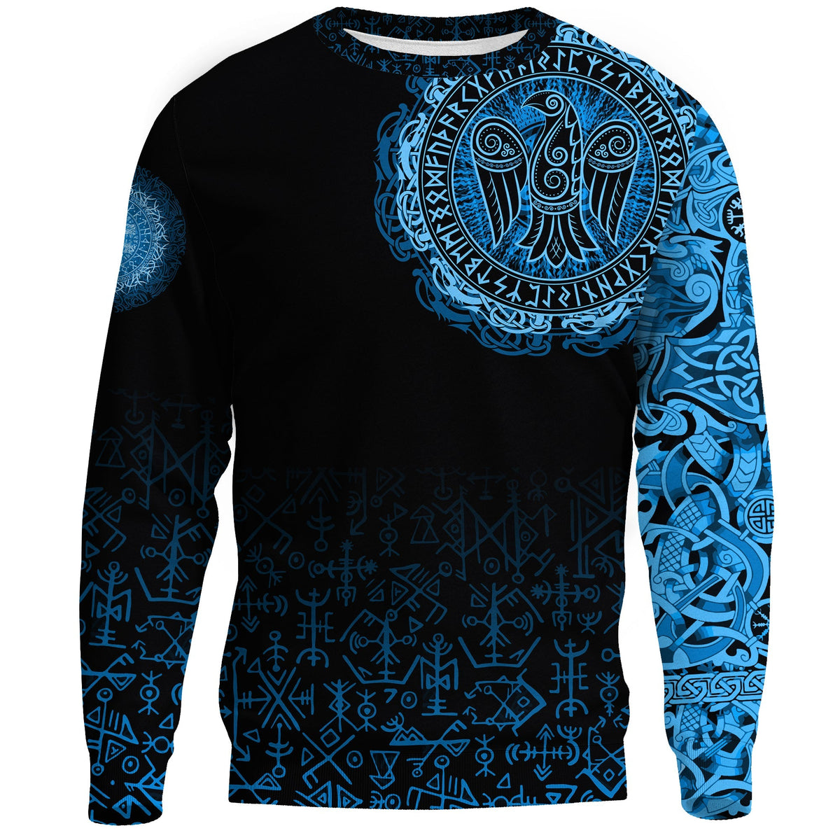 Viking Sweatshirt - Raven Celtic Cyan RLT12 - Wonder Print Shop